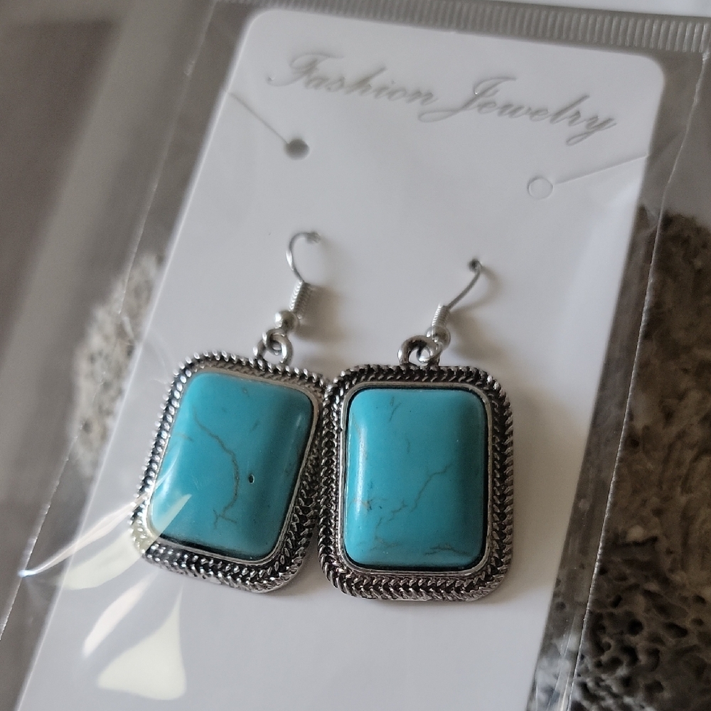 Turquoise and Silver Dangle Earrings